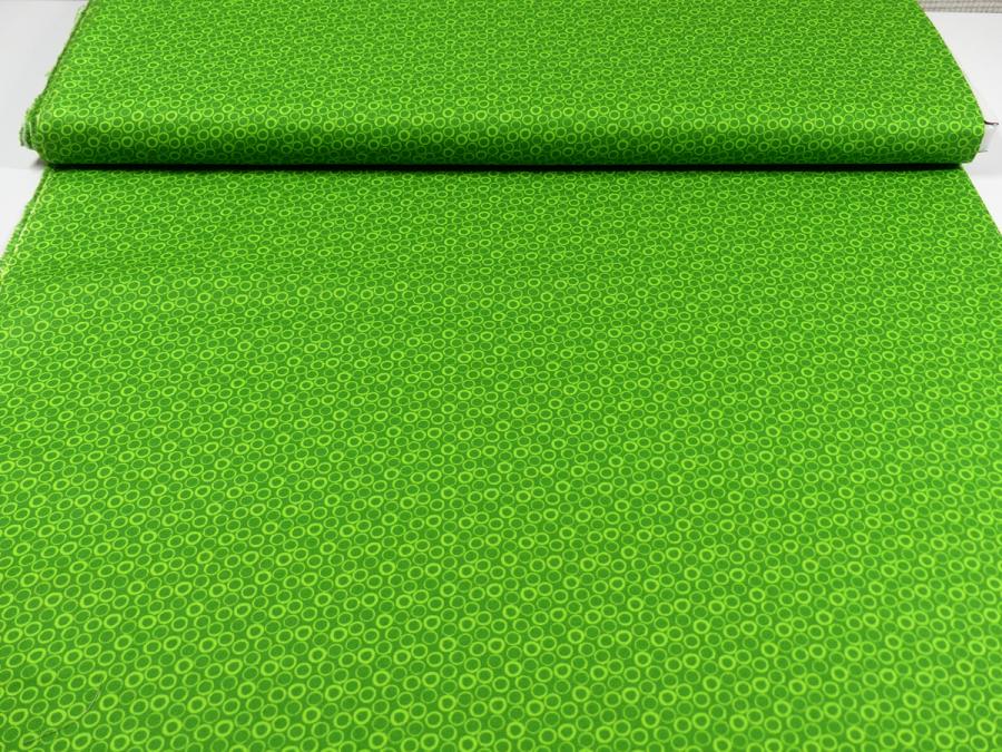 Patchworkstoff von Benartex aus der Serie Frogtastic Kreise grün